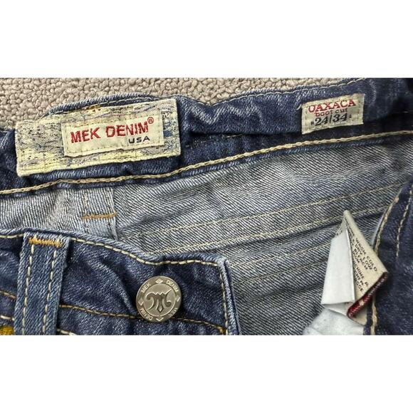 MEK Denim Jeans Women W24 L34 Blue Oaxaca Bootcut Stretch Back Embroidery - Picture 4 of 13